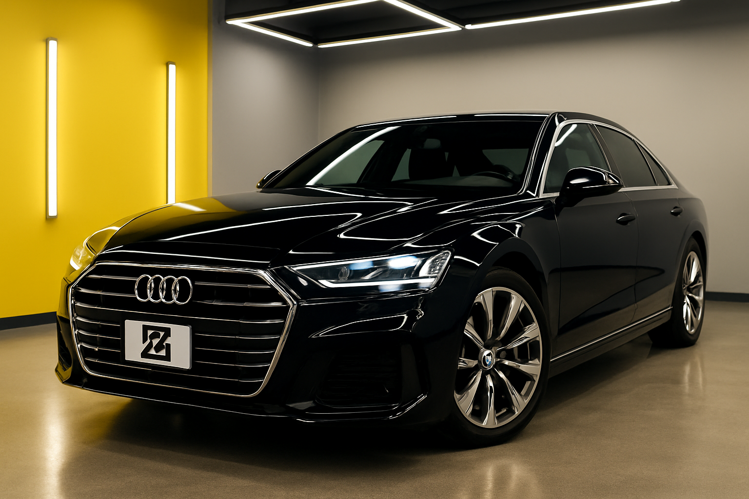 Professional ceramic coating applied to white Audi sedan - before and after transformation